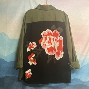 Crochet-Back Denim Utility Jacket